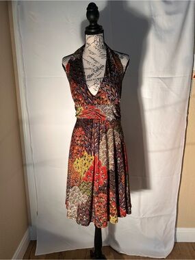 Cristinalove Multicolor Halter Dress with Red and Yellow Accents